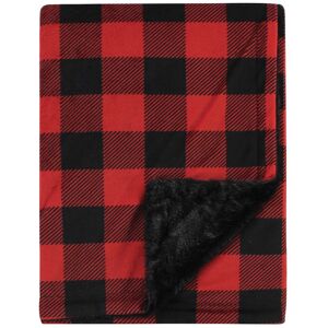 Hudson Baby Plush Blanket with Furry Binding and Back, Buffalo Plaid, One Size - Buffalo Plaid - One Size One Size
