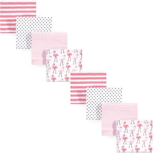Hudson Baby Infant Girl Cotton Flannel Receiving Blankets Bundle Set, Pink Flamingos 8-Pack, One Size One Size
