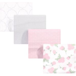 Hudson Baby Infant Girl Cotton Flannel Receiving Blankets, Gray Pink Rose, One Size - Gray Pink Rose - One Size One Size
