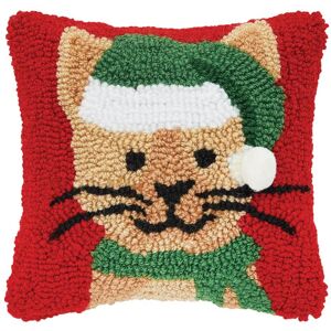 C&F Home Christmas Kitty Hooked Throw Pillow Specialty