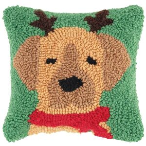 C&F Home Reindeer Puppy Hooked Throw Pillow Specialty