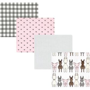Hudson Baby Infant Girl Cotton Flannel Receiving Blankets, Farm Friends Pink, One Size - Farm Friends Pink - One Size One Size