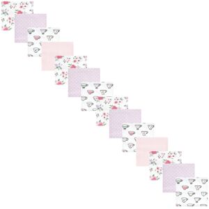 Hudson Baby Infant Girl Cotton Flannel Receiving Blankets Bundle Set, Tea Party, One Size - Tea Party - One Size One Size