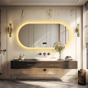 AESOME Smart LED Illuminated Fog-free Large Bathroom Mirror with Bluetooth Speakers, Digital Display 20