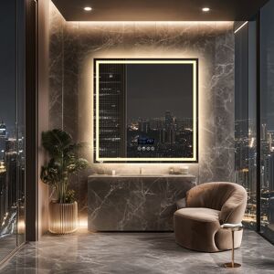 AESOME Smart LED Illuminated Fog-free Large Bathroom Mirror with Bluetooth Speakers, Digital Display 32