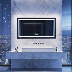 AESOME Smart LED Illuminated Fog-free Large Bathroom Mirror with Bluetooth Speakers, Digital Display 40