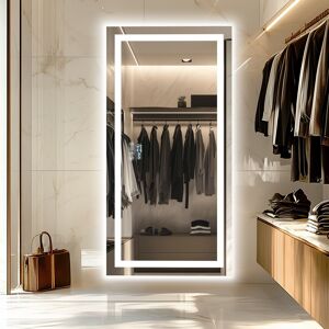 AESOME Smart LED Illuminated Fog-free Large Bathroom Mirror with Bluetooth Speakers, Digital Display 64