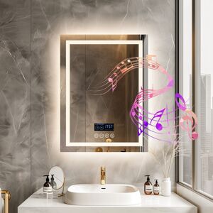 AESOME Smart LED Illuminated Fog-free Large Bathroom Mirror with Bluetooth Speakers, Digital Display 32