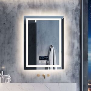 AESOME Smart LED Illuminated Fog-free Large Bathroom Mirror with Bluetooth Speakers, Digital Display 36