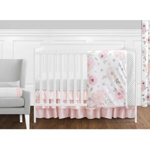 Sweet Jojo Designs Pink, Grey & White Shabby Chic Watercolor Floral Collection Baby Girl 11-piece Bumperless Crib Bedding Set 45.0 In. X 36.0 In. X 0.0 In.