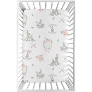 Sweet Jojo Designs Blush Pink Grey Woodland Boho Dream Catcher Bunny Floral Fitted Mini Portable Crib Sheet - Watercolor Rose 38.0 In. L X 24.0 In. W X 5.0 In. H