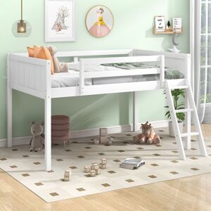 Pammeliinc Wood Low Loft Bed with Reversible Ladder Twin