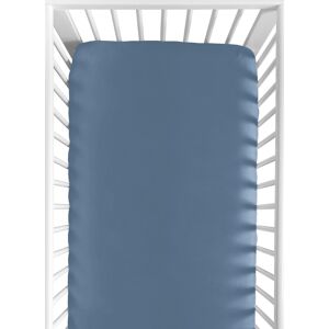 Sweet Jojo Designs Slate Blue Boy Fitted Crib Sheet Solid Steel for Sports Theme Watercolor Vintage Sport Themed Collection 8.0 In. L X 28.0 In. W X 52.0 In. H