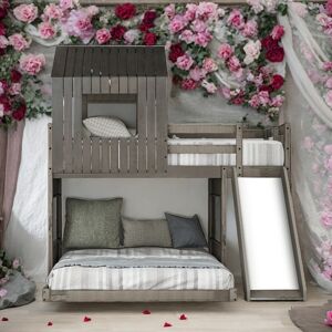 VANTOUL Twin Over Full Bunk Bed Loft Bed With Ladder,Slide and Guardrails Twin