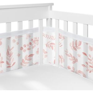 Sweet Jojo Designs + BreathableBaby Breathable Mesh Crib Liner Pad Blush Pink White Floral Leaf Girl Boho Bohemian Watercolor 111.0 In. L X 82.0 In. W X 11.0 In. H