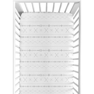 Sweet Jojo Designs Grey White Boho Tribal Forest Gray Woodland Forest Friends Unisex Boy or Girl Collection Fitted Crib Sheet 52.0 In. L X 28.0 In. W X 8.0 In. H