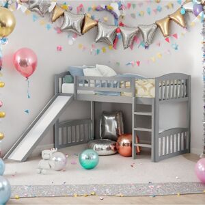 VANTOUL Elegant Stylish Design Twin size Loft Bed with Slide and Ladder,Multi-Functional Children's Wooden Loft Bed Twin