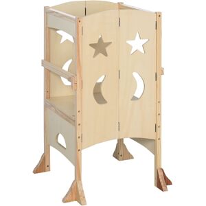 Earth & Table Wooden Kitchen Step Stool for Kids, Foldable Toddler Tower, Helper Stool for Kitchen Counter with Support Handles Safety Rail 22.0 In. L X 22.0 In. W X 36.5 In. H