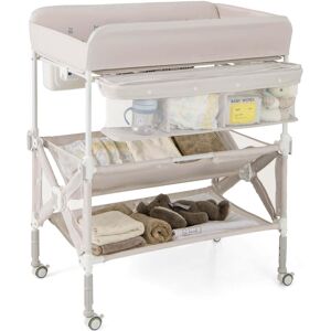 Costway Portable Baby Changing Table with Wheels Adjustable Height - See Details See Details