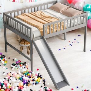 SERNADECORINC Full Low Loft Bed with Ladder & Slide, White Full
