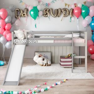 VANTOUL Stylish & Simple Twin Size Loft Bed with Slide, Sturdy Construction & Safety Guaranteed, Multifunctional Design, White Twin
