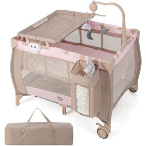 Costway Portable Baby Playard Nursery Center Crib with Hanging Toys & - See Details See Details