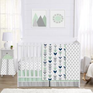 Sweet Jojo Designs Navy Blue Grey and Mint Mod Arrow Collection 4-piece Bumperless Crib Bedding Set 45.0 In. X 36.0 In. X 0.0 In.