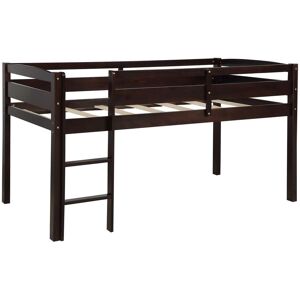 GREATPLANINC Twin Size Loft Bed with Ladder, Twin Bed Frame for Kids, Boys, Girls, Solid Wood Low Loft Bed Frame with Full-Length Guardrails Twin