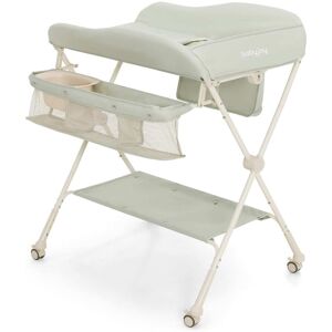 Baby Diaper Changing Table Folding Newborn Nursery Organizer W/Wheel Twin