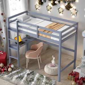 VANTOUL Twin High Loft Bed with Safety Guardrail,Built-in desk,Ladder Twin