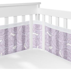 Sweet Jojo Designs + BreathableBaby Breathable Mesh Crib Liner Lavender Purple Floral Rose Girl Boho Shabby Chic 111.0 In. L X 82.0 In. W X 11.0 In. H