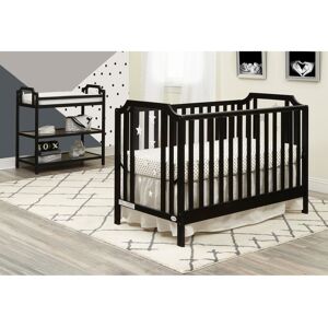 coffas Black 3-in-1 Convertible Island Crib with Modern Design 53.5 In. L X 30.25 In. W X 37.5 In. H