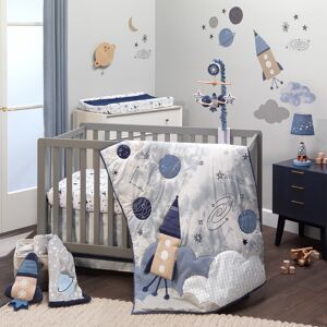 Lambs & Ivy Sky Rocket 5-Piece Blue Galaxy/Space Nursery Baby Crib Bedding Set Crib