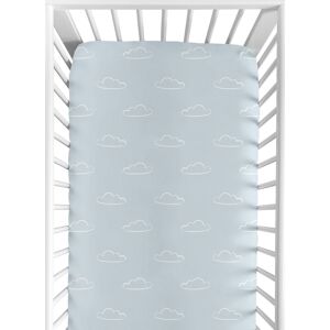 Sweet Jojo Designs Blue Clouds Boy Fitted Crib Sheet Slate and White Cloud Sky for Vintage Airplane Aviator Aviation Collection 52.0 In. L X 28.0 In. W X 8.0 In. H