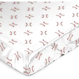 Sweet Jojo Designs Red White Baseball Patch Sports Collection Boy Satin Fitted Crib Sheet - Americana Sport 52.0 In. L X 28.0 In. W X 8.0 In. H