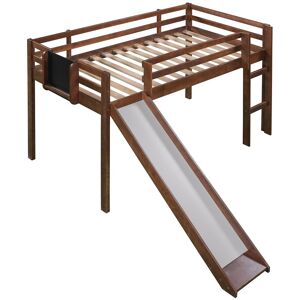 GREATPLANINC Twin Size Loft Bed Wood Bed with Convertible Ladder and Slide, Solid Wood Twin Kids Bed Frame with Chalkboard for Boys or Girls Twin