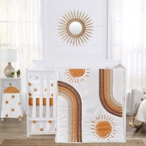 Rainbow Vintage Boho Sun Boy Girl Neutral Sweet Jojo Designs 6p Crib Bedding + BreathableBaby Breathable Mesh Liner 12.0 In. L X 16.0 In. W X 5.0 In. H
