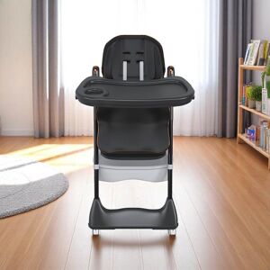KISRAIS Portable Adjustable Baby High Chair with Safety Belt, Silent Lockable Wheels