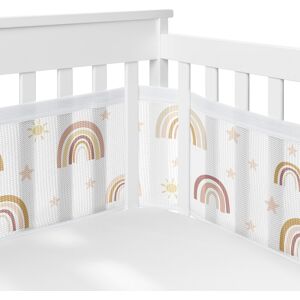 Boho Rainbow Girl Sweet Jojo Designs + BreathableBaby Breathable Mesh Crib Liner Pink Bohemian Modern Vintage 11.0 In. L X 82.0 In. W X 111.0 In. H