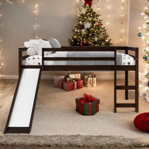 VANTOUL Stylish & Simple Twin Size Loft Bed with Slide, Sturdy Construction & Safety Guaranteed, Multifunctional Design, White Twin