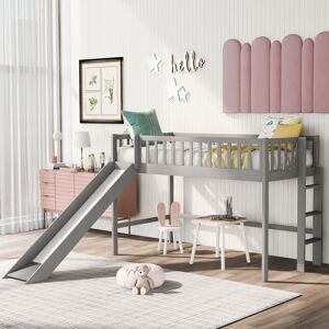 D-RiseHome Loft Bed with Ladder and Slide Twin