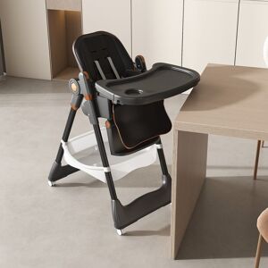 Adjustable Foldable Baby High Chair with Tray and Wheels for 0 6 Years 19.3 In. W X 37.4 In. H X 29.9 In. D
