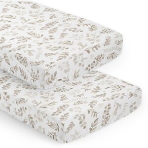 Sweet Jojo Designs Floral Leaf Boy Girl Gender Neutral Unisex 2 Pack Fitted Crib Sheets Ivory Boho Bohemian Watercolor Woodland 8.0 In. L X 28.0 In. W X 52.0 In. H