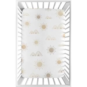 Sweet Jojo Designs Boho Desert Sun Taupe Fitted Mini Portable Crib Sheet Neutral Tan Beige Ivory Gold Cream Bohemian Mountain Geometric Sunshine 38.0 In. L X 24.0 In. W X 5.0 In. H