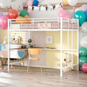 IGEMAN Full Metal Loft Bed With Desk and Metal Grid,Sturdy Construction Full