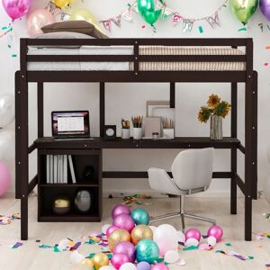 VANTOUL Impression Twin size Loft Bed with Desk, Writing Board and 2 Drawers Cabinet, Sturdy construction & Unique design, White Twin