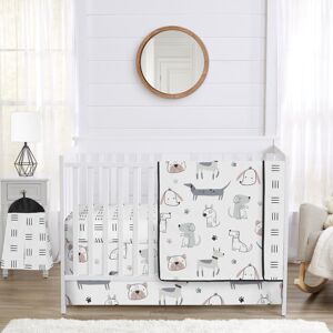 Sweet Jojo Designs Dog Boy Girl Unisex/Gender Neutral 4pc Nursery Crib Bedding Set Grey Taupe Blue Modern Puppy Watercolor Hatch 5.0 In. L X 16.0 In. W X 12.0 In. H