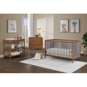 TOSWIN Timeless Charm,Walnut and Charcoal 3-in-1 Convertible Crib 53.5 In. L X 30.0 In. W X 33.0 In. H