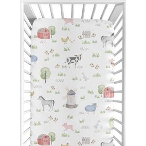 Sweet Jojo Designs Farm Animals Baby Boy Girl Fitted Mini Portable Crib Sheet For Portable Crib - Watercolor Farmhouse Horse Cow Sheep Pig 52.0 In. L X 28.0 In. W X 8.0 In. H