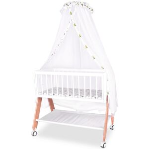 Earth & Table Wooden Bedside Bassinet Sleeper, Safe Stylish Baby Crib Bassinet with Locking Wheels Mosquito Net - White 37.5 In. L X 22.0 In. W X 33.0 In. H
